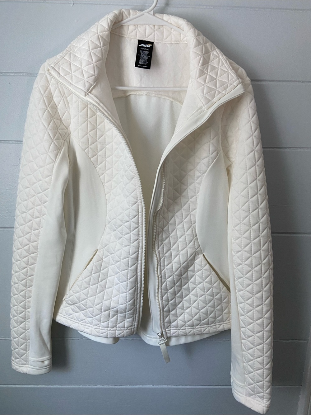 Avia Women’s Quilted Zip-Front Jacket - Cream size L 12-14 - Picture 5 of 7